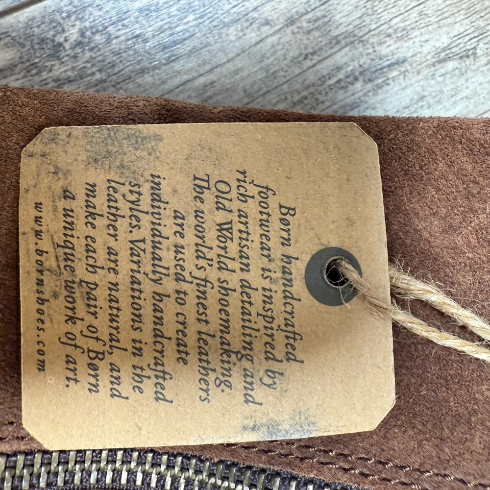 NWT Born Tan Suede Leather Boots with Zipper sz 6m Perfect Fall - Picture 9 of 16